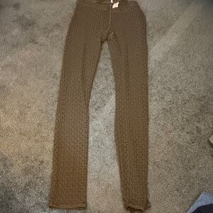 Free People Chocolate Brown Textured Knit Leggings